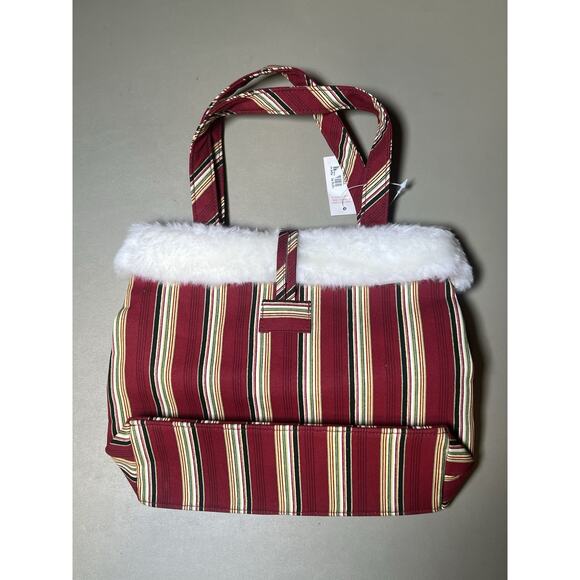 Longaberger Homestead Holiday Striped Tote Bag W/ Holiday Striped Mini Stocking - Picture 8 of 11